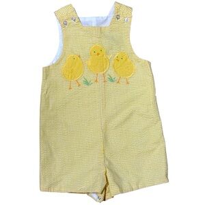 The Bailey Boys Easter Chick Romper Yellow Gingham 24M Spring Boutique